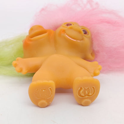 Uneeda 1965 3" Double-Nik Two-Headed Troll Doll - Green Pink