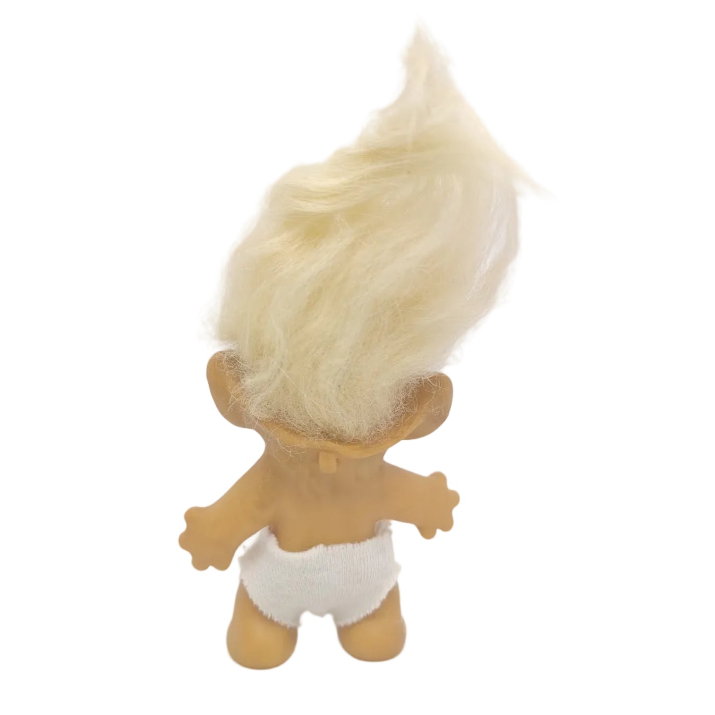 Unmarked Tabbed-back Hollow-body Mohair Glass Eye 3" Troll Doll