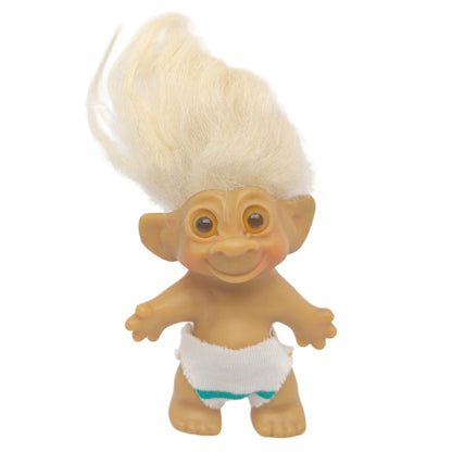 Unmarked Tabbed-back Hollow-body Mohair Glass Eye 3" Troll Doll