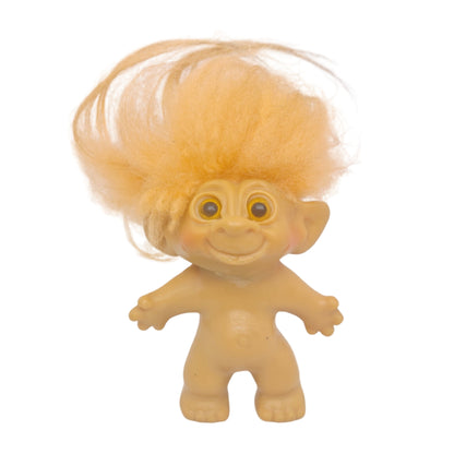 Unmarked Tabbed-back Hollow-body Mohair Glass Eye 3" Troll Doll