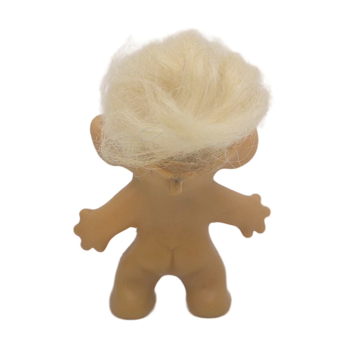 Unmarked Tabbed-back Hollow-body Mohair Glass Eye 3" Troll Doll