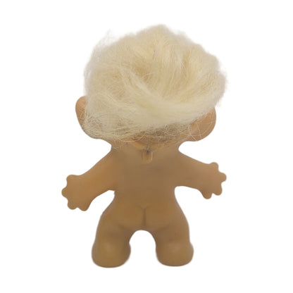 Unmarked Tabbed-back Hollow-body Mohair Glass Eye 3" Troll Doll