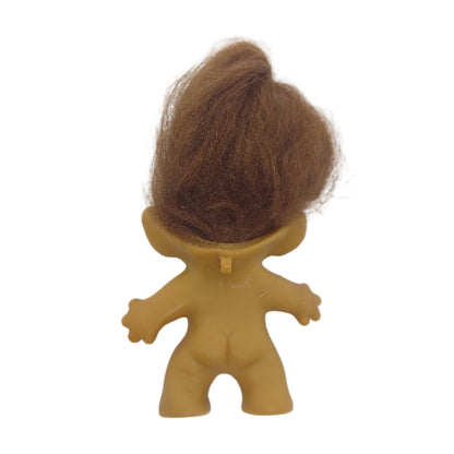 Unmarked Tabbed-back Hollow-body Mohair Glass Eye 3" Troll Doll