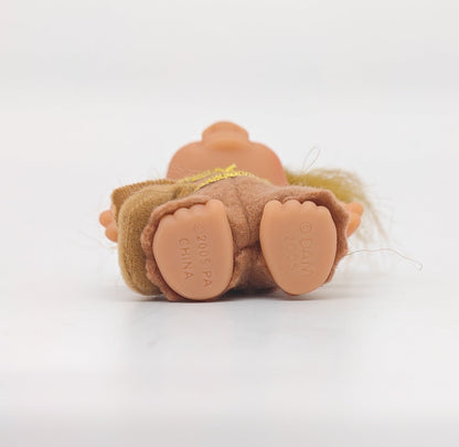 Jakks Pacific 2005 3" DAM Troll in Vest and Pants with Purse, Original Good Luck Doll