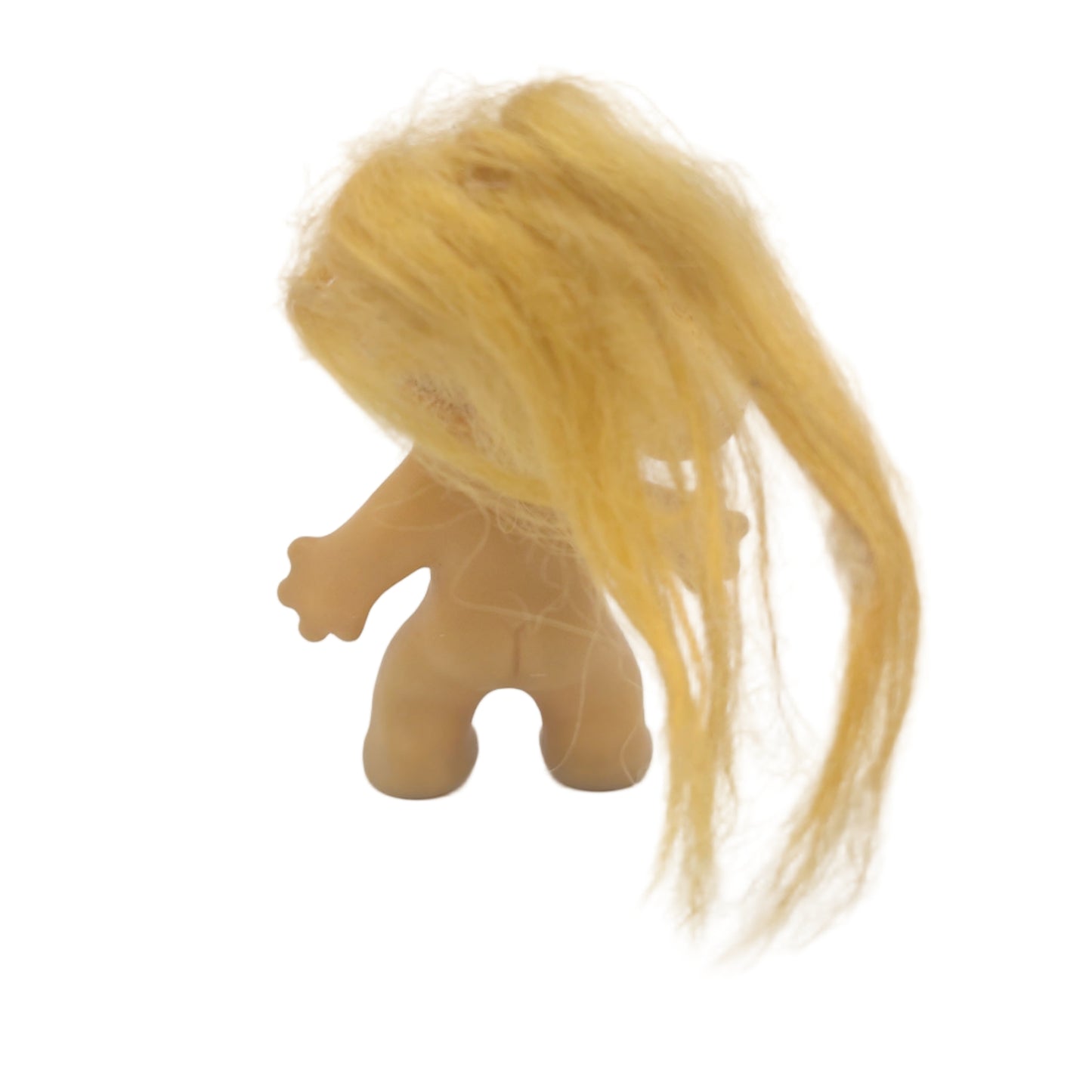 Unmarked Tabbed-back Hollow-body Mohair Glass Eye 3" Troll Doll