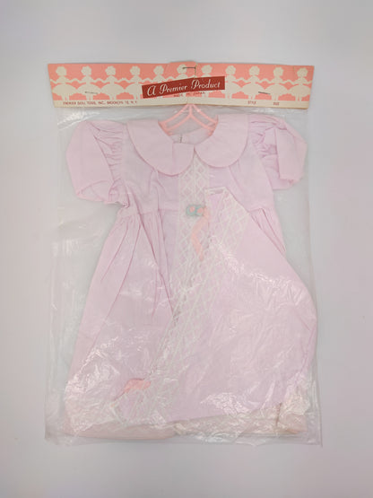 Premiere Company Dress and Bonnet with white lace and 2 flowers? at waist