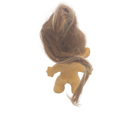 Unmarked Tabbed-back Hollow-body Mohair Glass Eye 3" Troll Doll