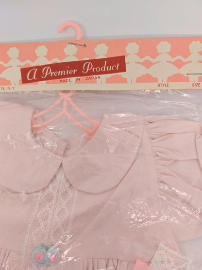 Premiere Company Dress and Bonnet with white lace and 2 flowers? at waist