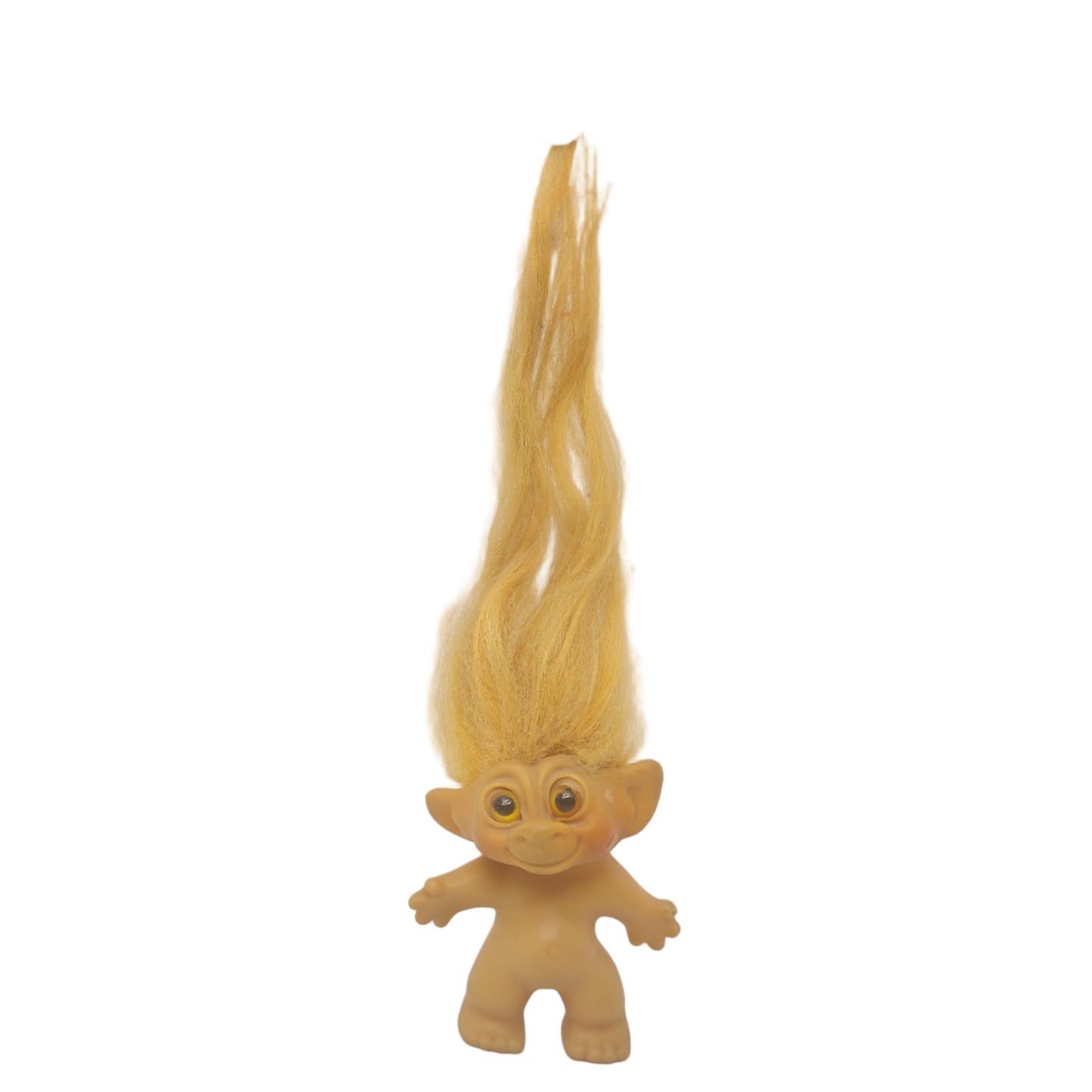 Unmarked Tabbed-back Hollow-body Mohair Glass Eye 3" Troll Doll