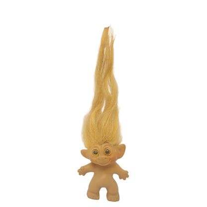 Unmarked Tabbed-back Hollow-body Mohair Glass Eye 3" Troll Doll