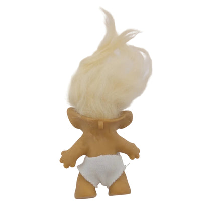 Unmarked Tabbed-back Hollow-body Mohair Glass Eye 3" Troll Doll