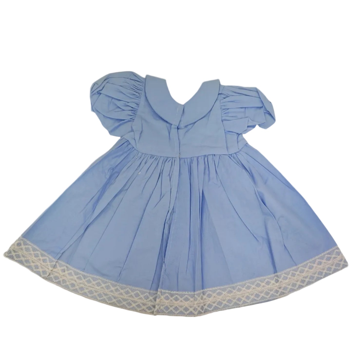 Premiere Company Dress and Bonnet with white lace and 2 flowers? at waist