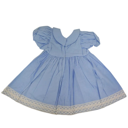 Premiere Company Dress and Bonnet with white lace and 2 flowers? at waist
