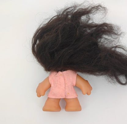 Playmates Unusual Face Troll 5" doll Brunette with Pink Tunic