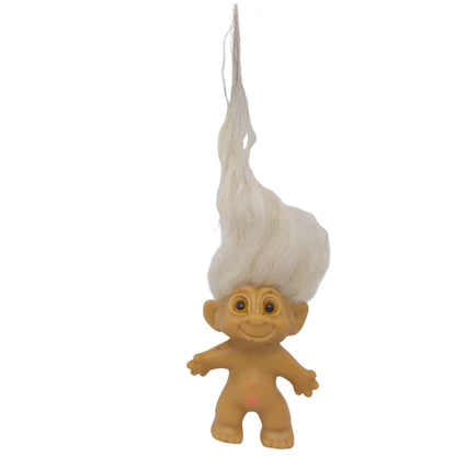 Unmarked Tabbed-back Hollow-body Mohair Glass Eye 3" Troll Doll