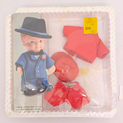 Uneeda 1966 Hee Wees Troll 3.5" Doll Outfit Red Shirt, Shorts and Ball Cap Hat NRFB