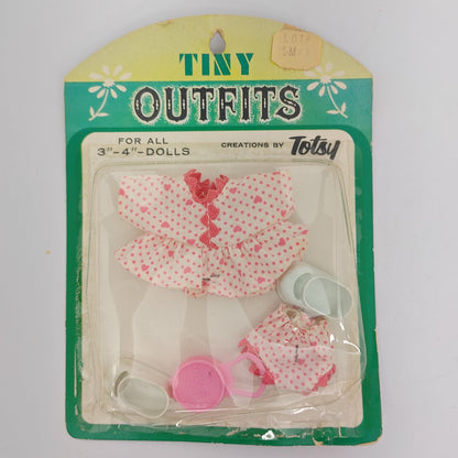 Totsy Tiny Outfits 3" Pink Heart and Swiss Dot Dress NRFB