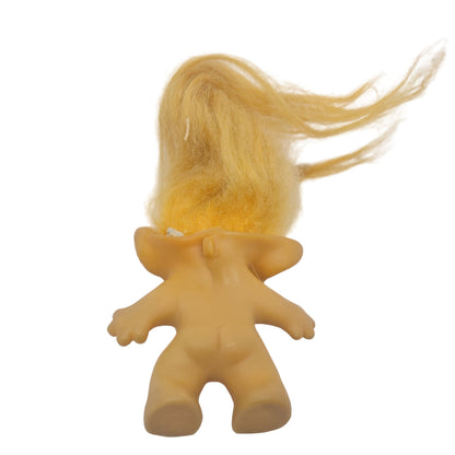 Unmarked Tabbed-back Hollow-body Mohair Glass Eye 3" Troll Doll