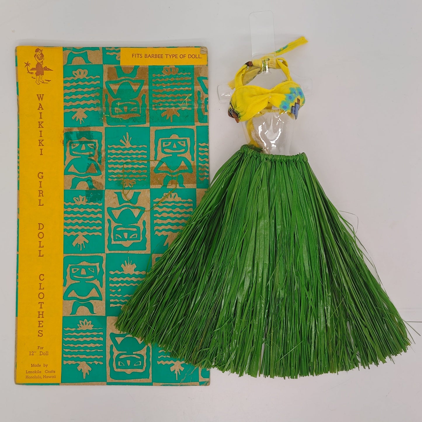Waikiki Girl Doll Clothes 1960s Grass Skirt Hula Set