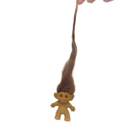 Unmarked Tabbed-back Hollow-body Mohair Glass Eye 3" Troll Doll