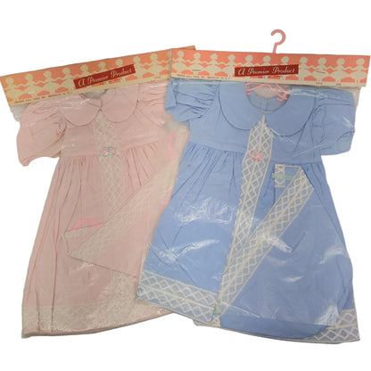 Premiere Company Dress and Bonnet with white lace and 2 flowers? at waist