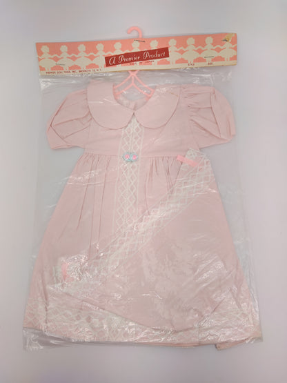 Premiere Company Dress and Bonnet with white lace and 2 flowers? at waist