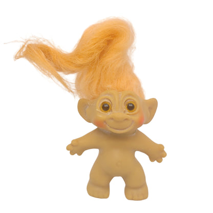 Unmarked Tabbed-back Hollow-body Mohair Glass Eye 3" Troll Doll