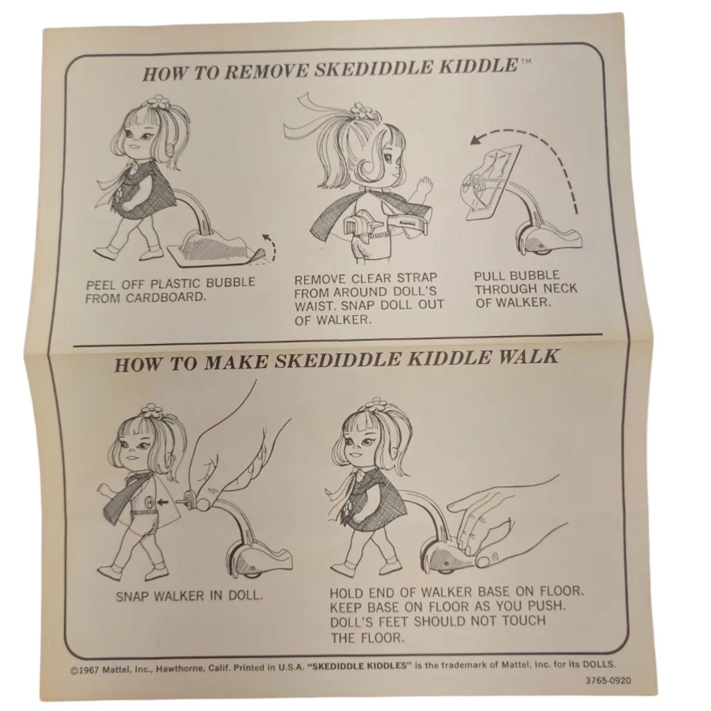 Mattel Liddle-Kiddles 1967 Skediddle Kiddle Instructions