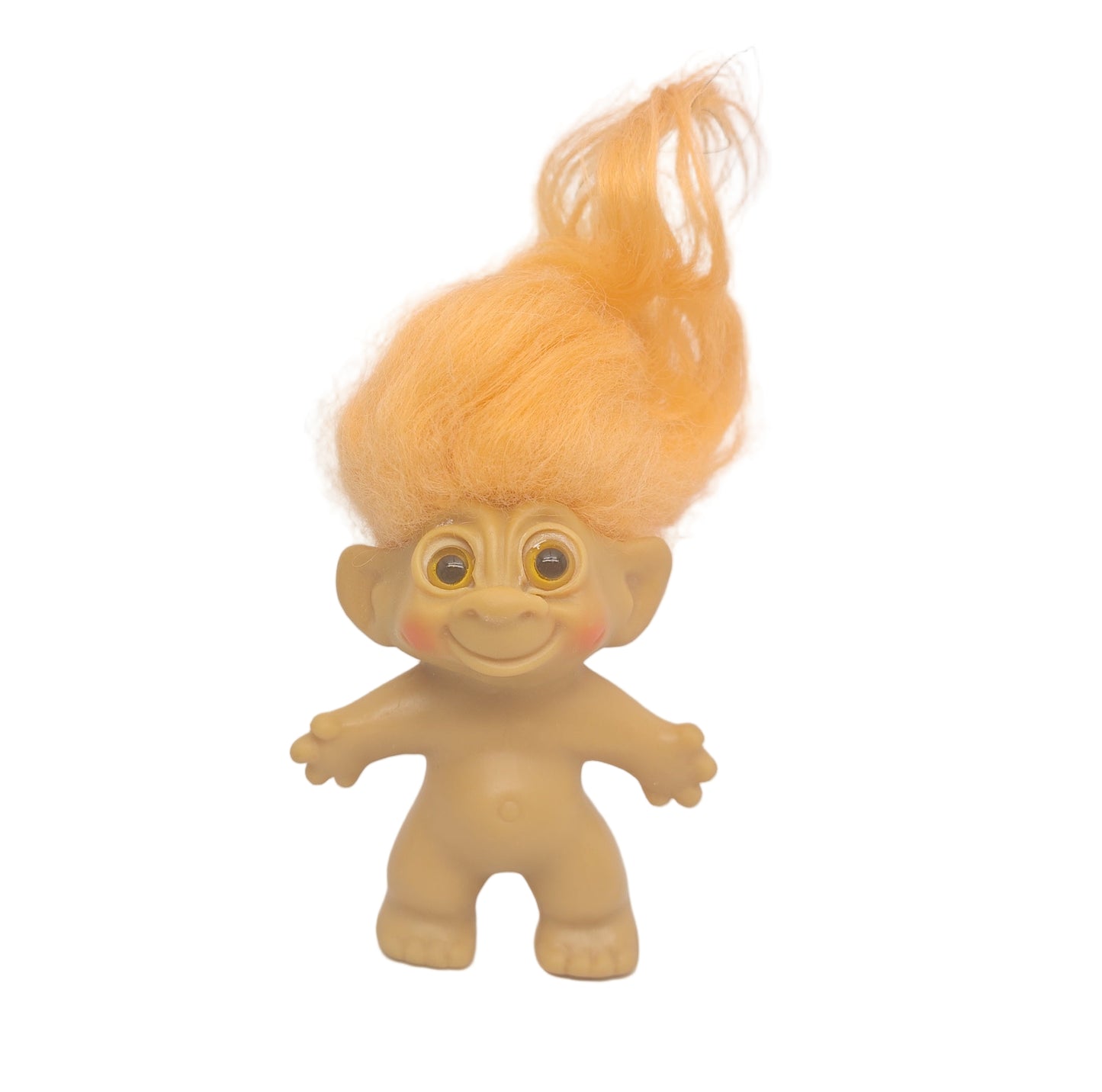 Unmarked Tabbed-back Hollow-body Mohair Glass Eye 3" Troll Doll