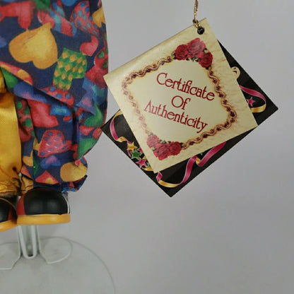 Collector's Choice 10" Yellow & Hearts Porcelain Clown Doll