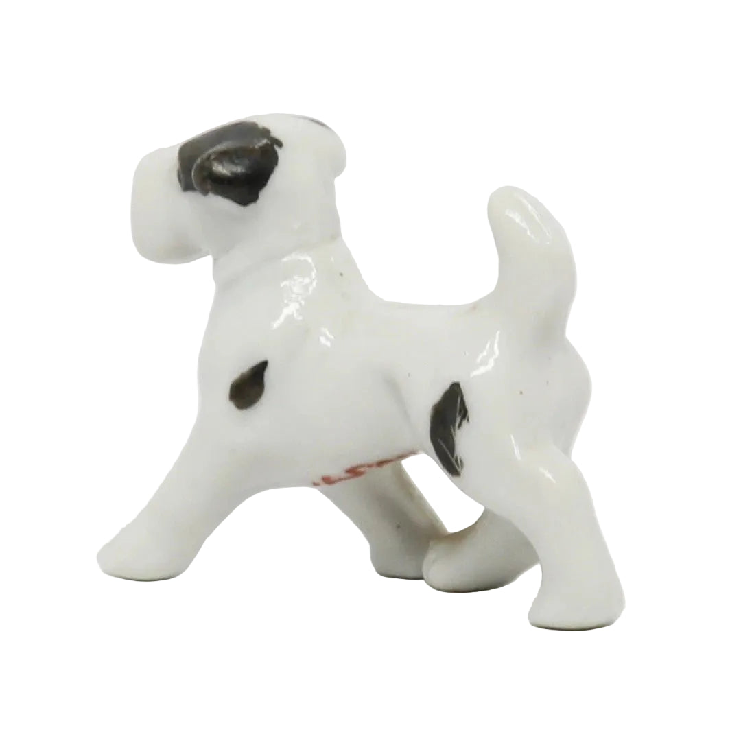 Antique Ceramic White Dog Japan 1.5" x 1.75"