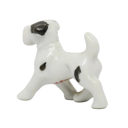 Antique Ceramic White Dog Japan 1.5" x 1.75"