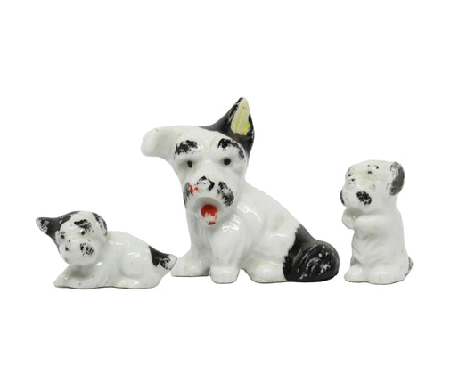 Antique Ceramic Dog Family Japan