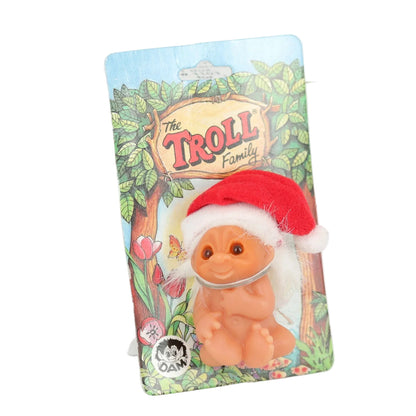 DAM 1985 X'mas Baby Troll Family Santa Hat - MISPRINT ERROR CARD