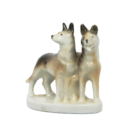 Murayami Toki 1920s Ceramic Wolves Japan 4.25 x 5.25"