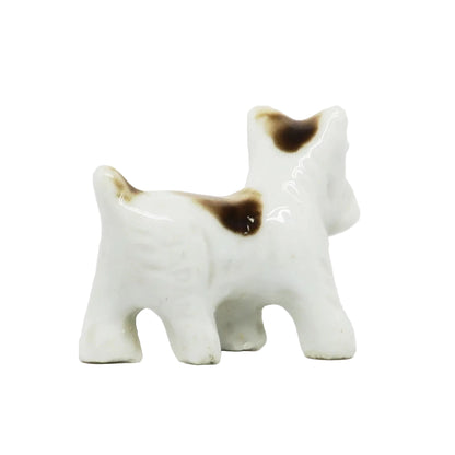 Vintage Ceramic 1.5" x 2" White Terrier Dog
