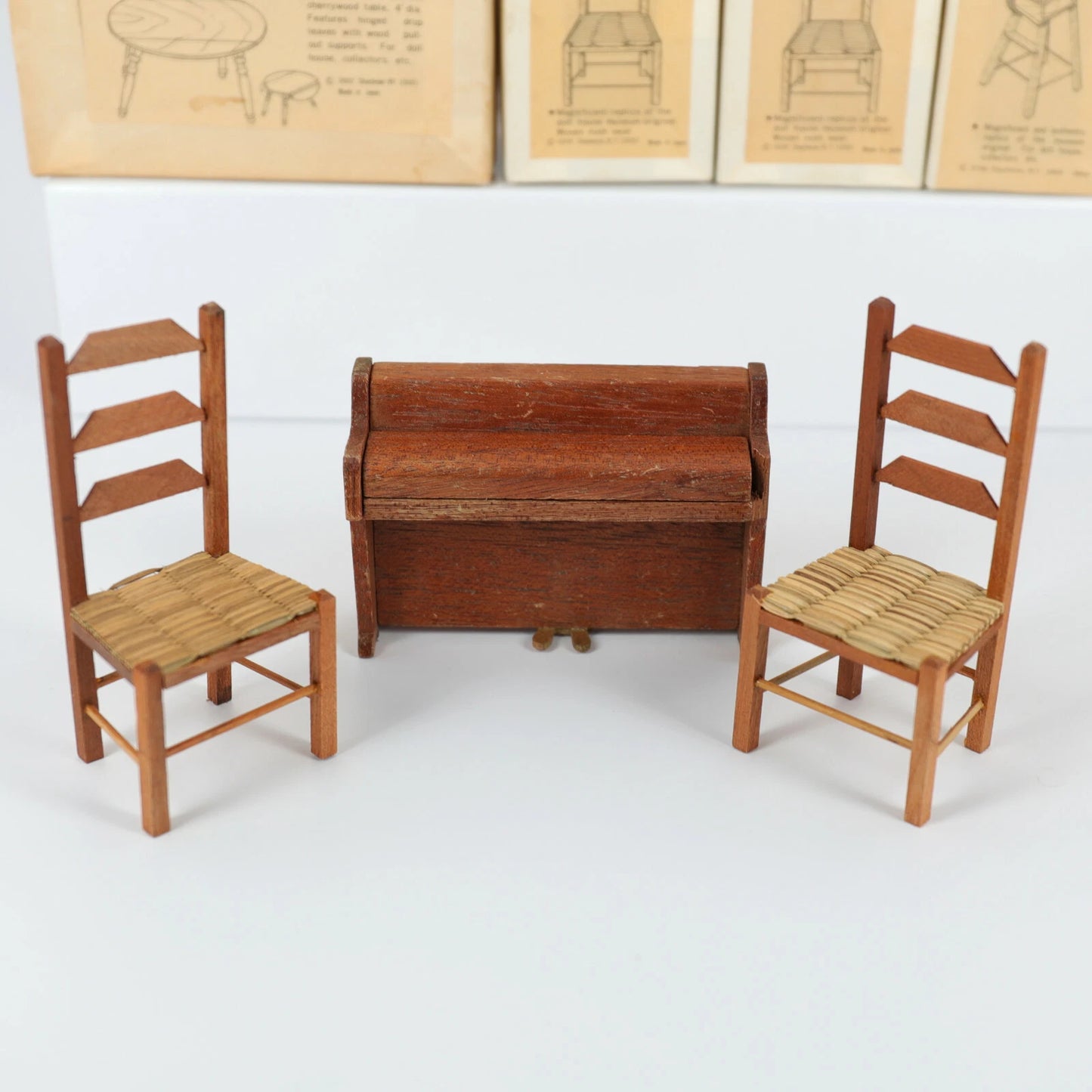 Shackman Doll House Furniture Hand Crafted Antique Replica Early Americana Made in Japan (Lot)