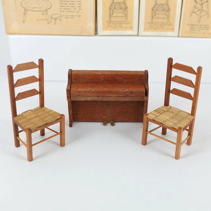 Shackman Doll House Furniture Hand Crafted Antique Replica Early Americana Made in Japan (Lot)
