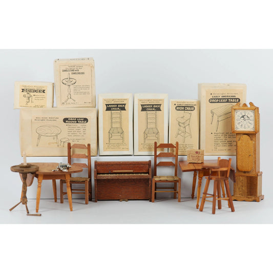 Shackman Doll House Furniture Hand Crafted Antique Replica Early Americana Made in Japan (Lot)