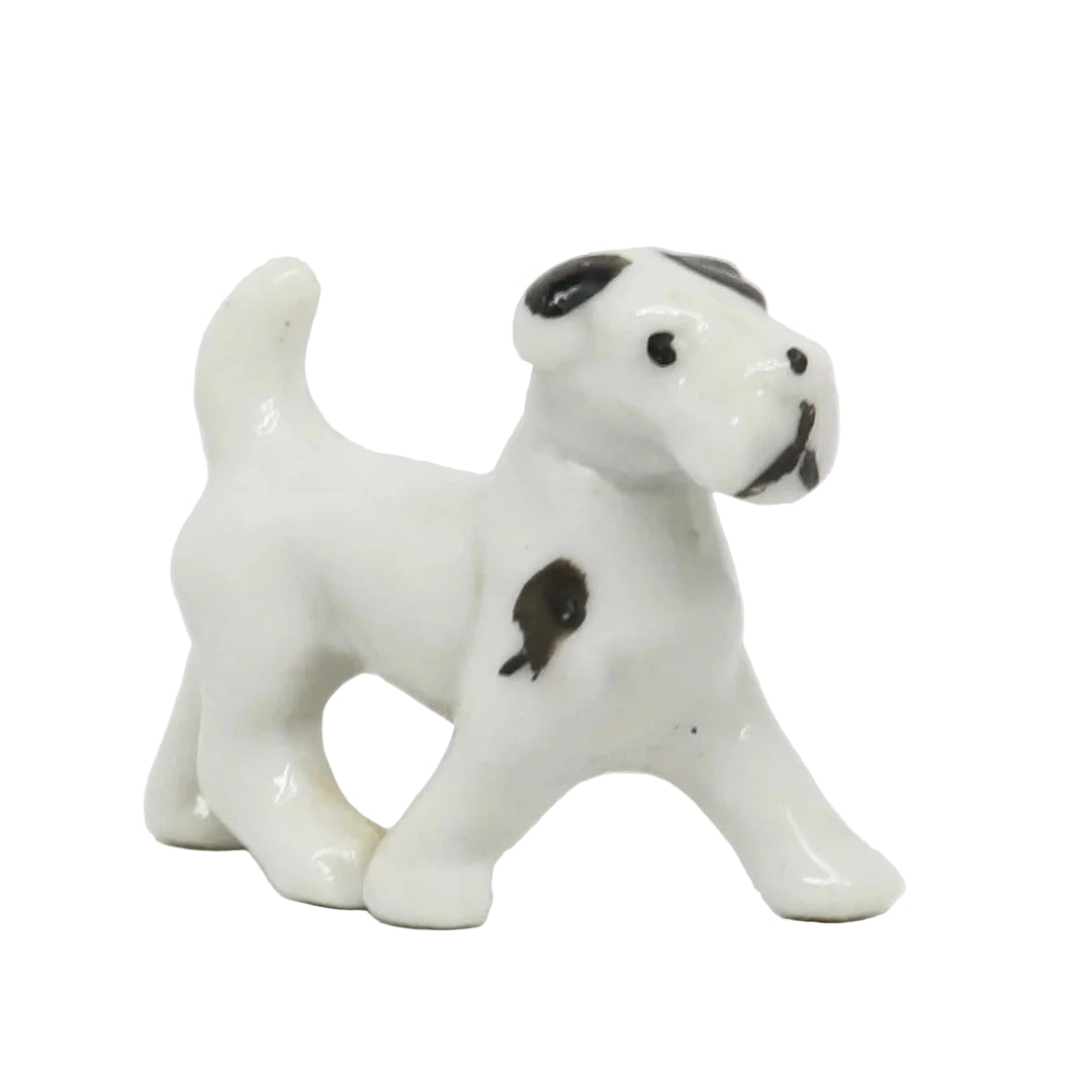 Antique Ceramic White Dog Japan 1.5" x 1.75"