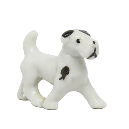 Antique Ceramic White Dog Japan 1.5" x 1.75"
