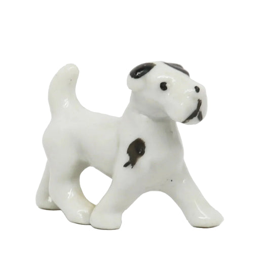 Antique Ceramic White Dog Japan 1.5" x 1.75"
