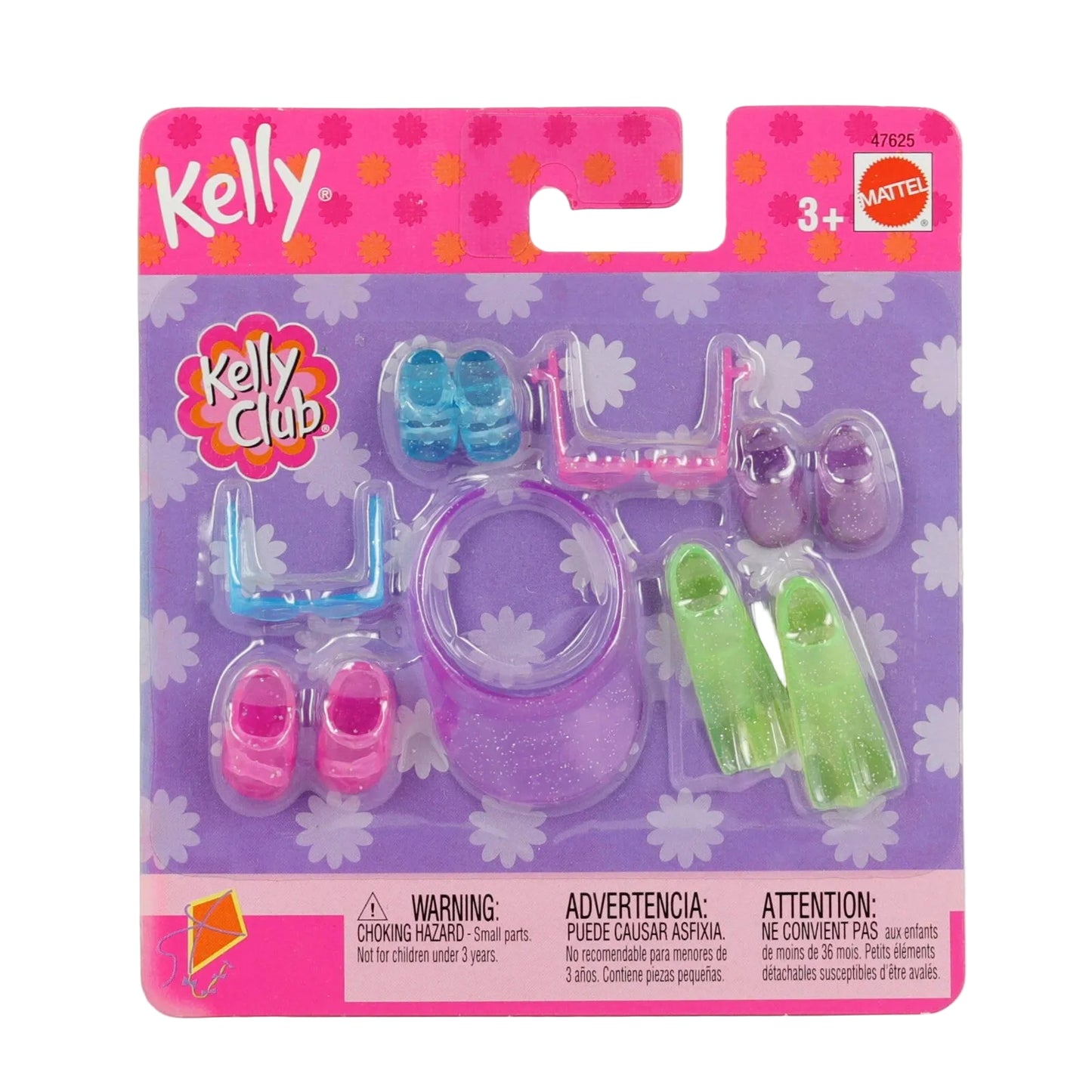 Mattel Kelly 2002 Kelly Club Summer Beach Pool Shoes Sunglasses Fins Visor Set NRFC