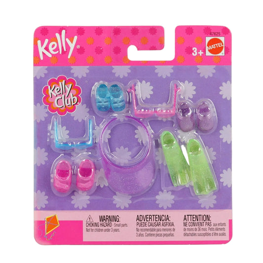 Mattel Kelly 2002 Kelly Club Summer Beach Pool Shoes Sunglasses Fins Visor Set NRFC