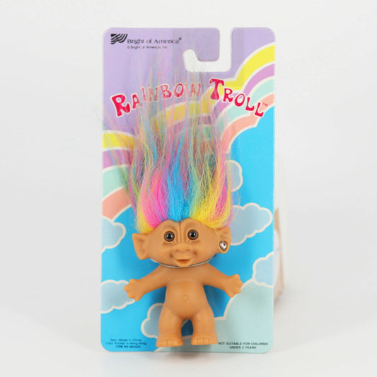 Bright of America Rainbow 3" Troll with Jewel Earring NRFC