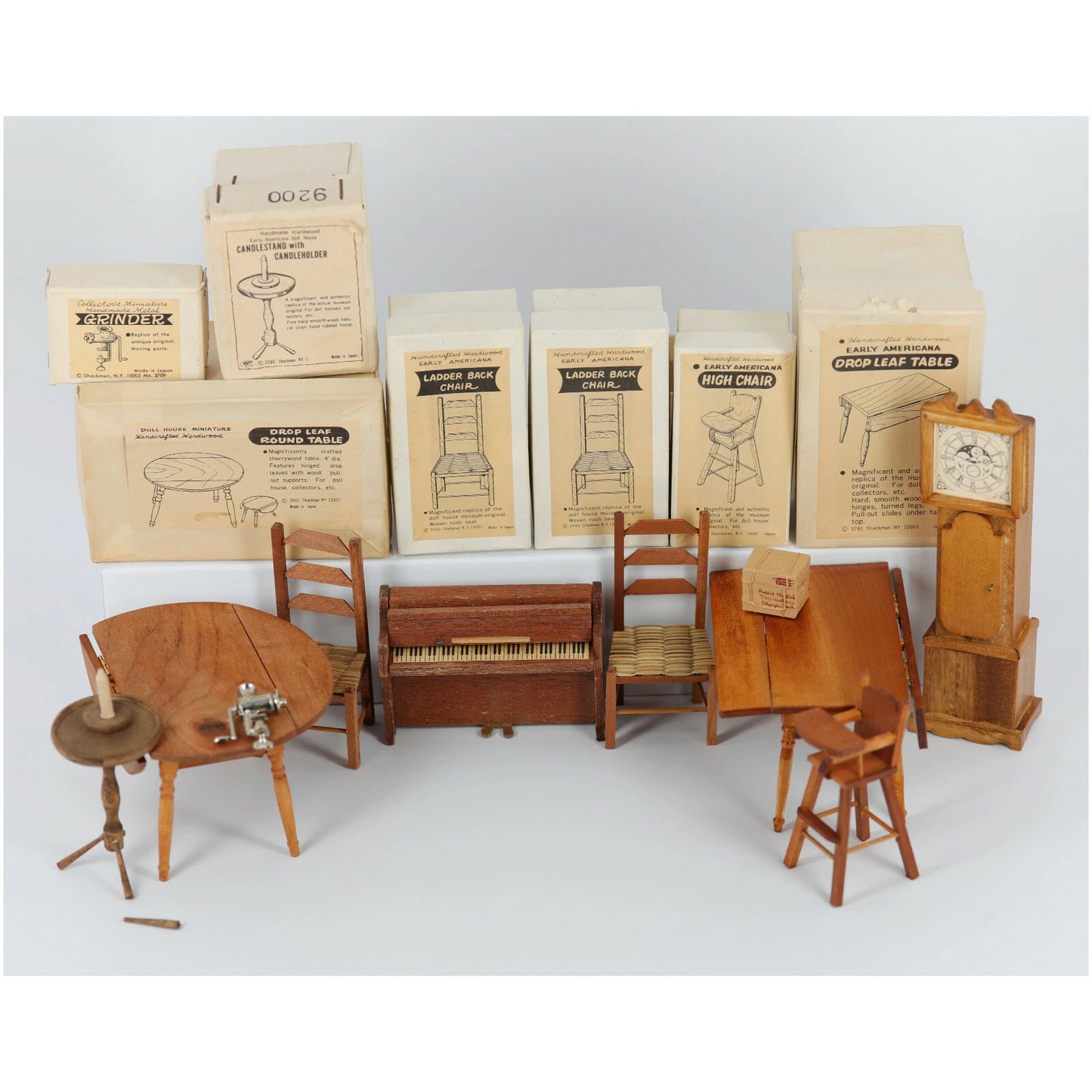 Shackman Doll House Furniture Hand Crafted Antique Replica Early Americana Made in Japan (Lot)