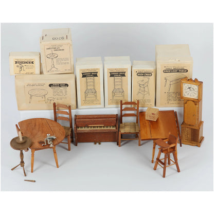 Shackman Doll House Furniture Hand Crafted Antique Replica Early Americana Made in Japan (Lot)