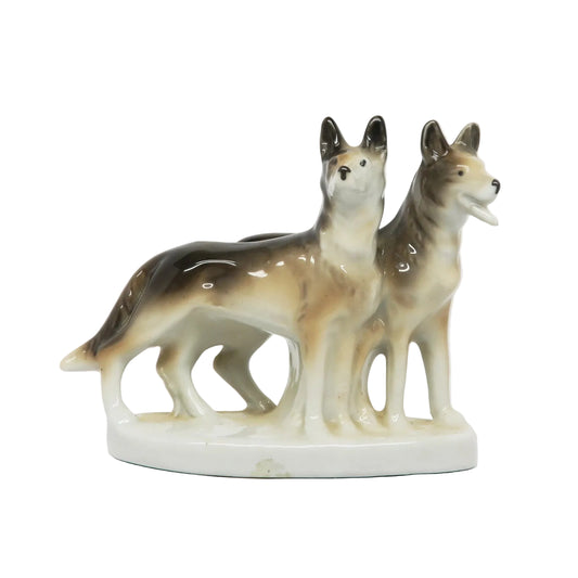 Murayami Toki 1920s Ceramic Wolves Japan 4.25 x 5.25"