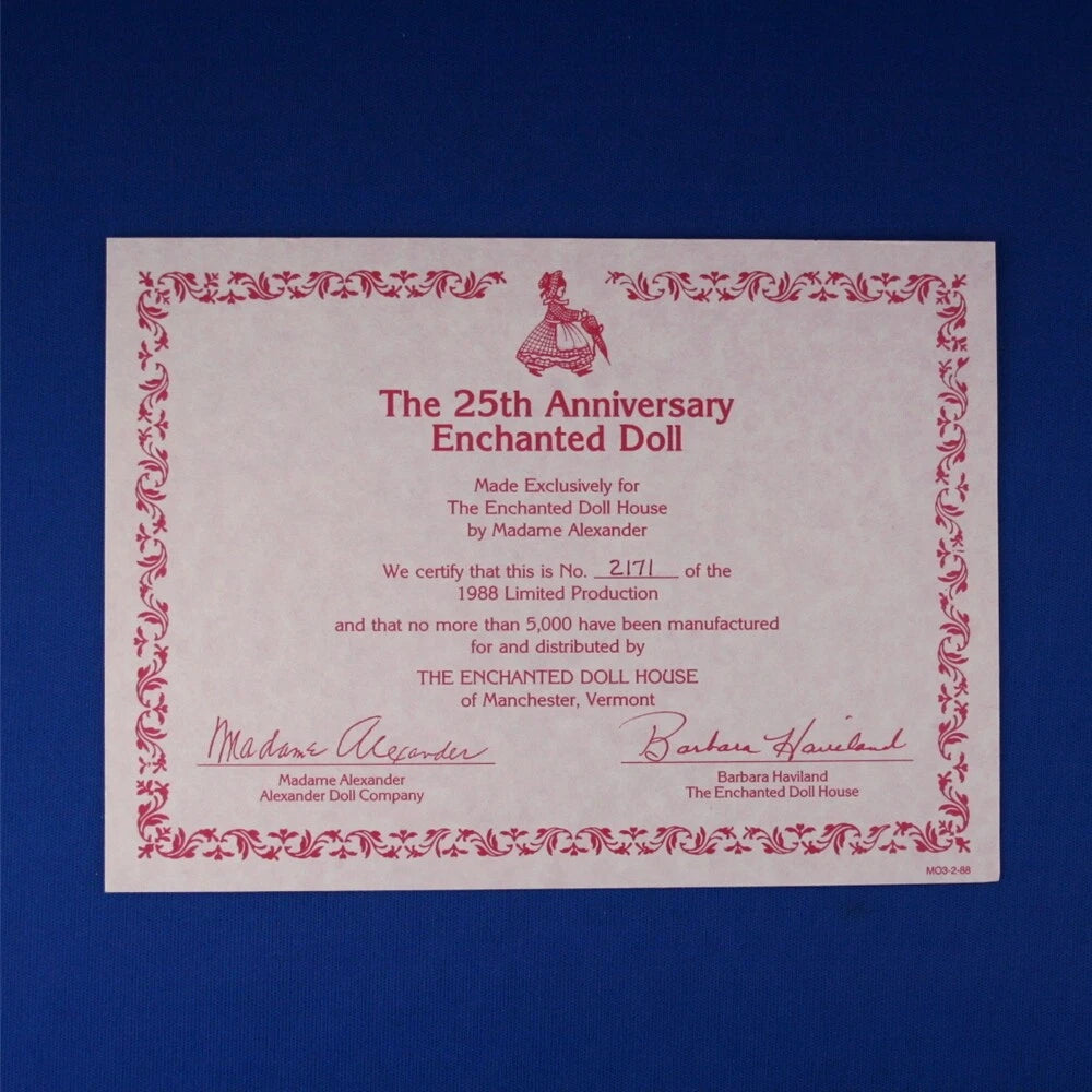 Madame Alexander 1988 25th Anniversary The Enchanted Doll 2,171/5,000 MIB w/COA