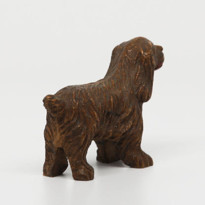 Vintage Syroco-like Wood Brown Spaniel 1.75" x 2.5"
